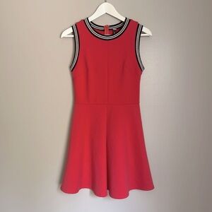 Design Lab Red Sleeveless Dress with Striped Trim